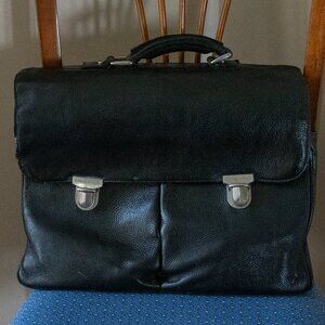 ERMENEGILDO ZEGNA VINTAGE MEN'S SOFT LEATHER BRIEFCASE WITH HANDLE